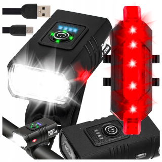 Sada LED SVETLA NA BICYKEL predné zadné USB svetlo na bicykel